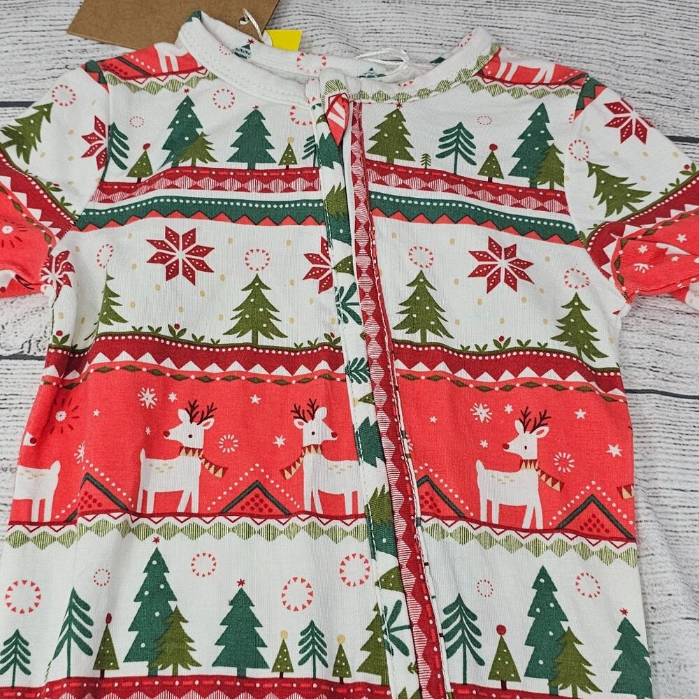 NWT Angel Dear VINTAGE DEER FAIR ISLE ZIPPER FOOTIE 3-6 months
